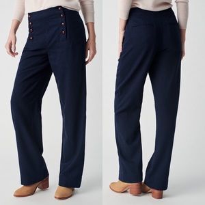 Faherty | Parkside Flannel Pants Wide Leg Navy Blue